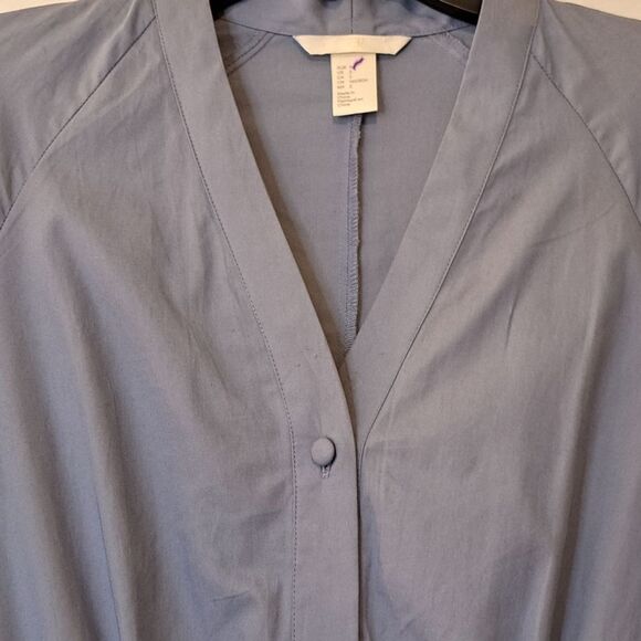 H&M Knee Length Button Up Shirt Dress V-Neckline Balloon Sleeves Preowned Size 2 - Picture 3 of 14